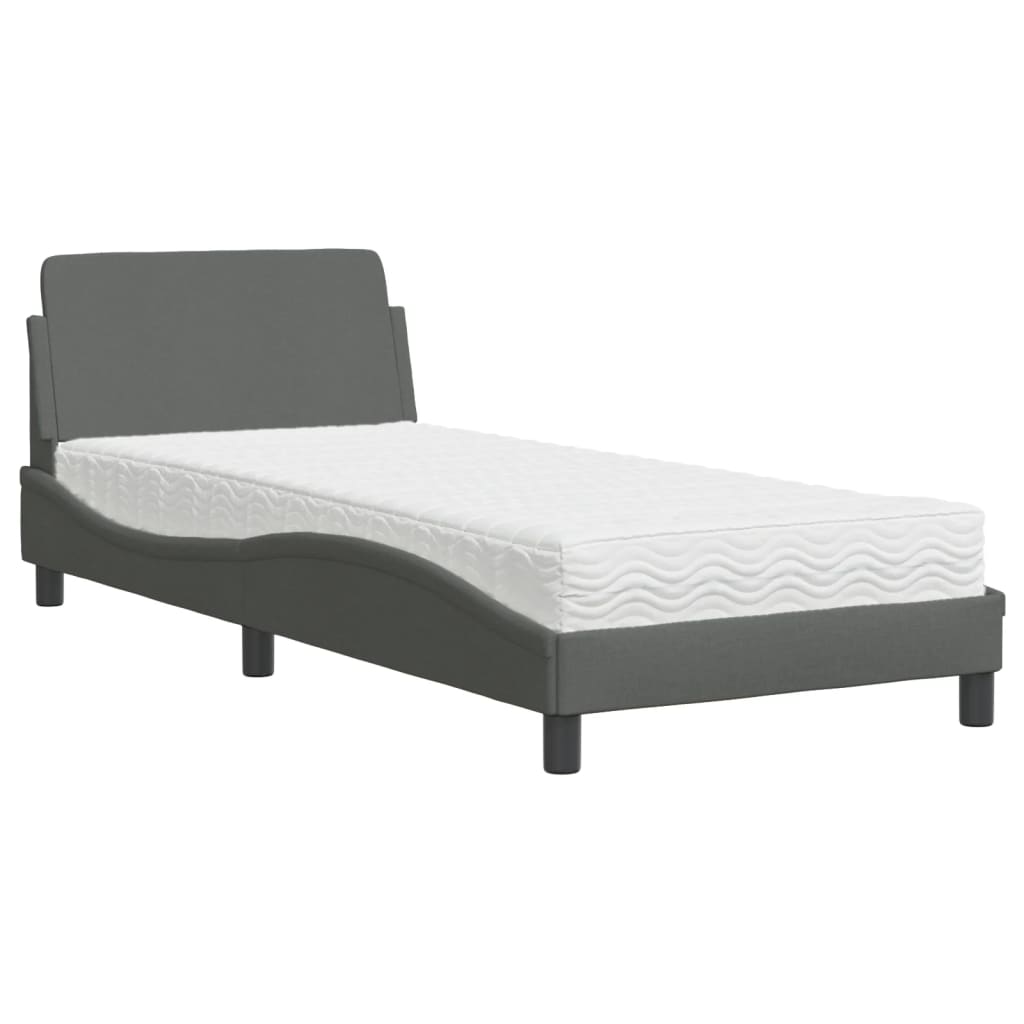 Thumbnail - vidaXL Bett mit Matratze "Dover" Dunkelgrau 90x190 cm Stoff