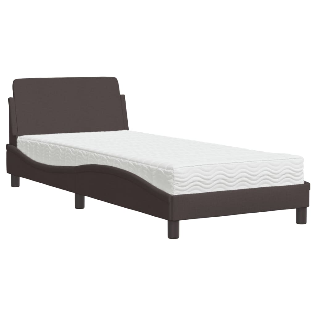 vidaXL Postel s matrací tmavě hnědá 90 x 190 cm textil