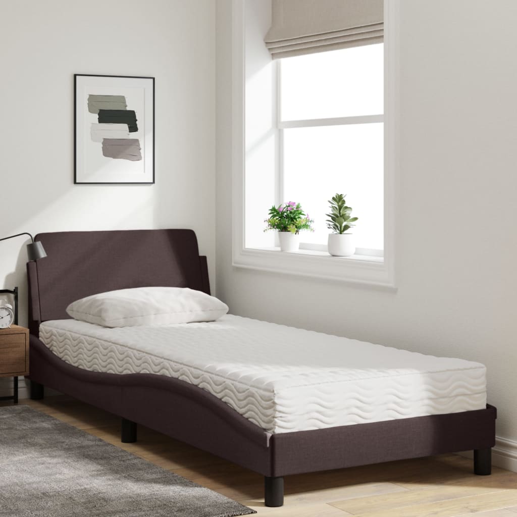 vidaXL Bed met matras "Dover" stof donkerbruin 90x190 cm bruin, foto 2
