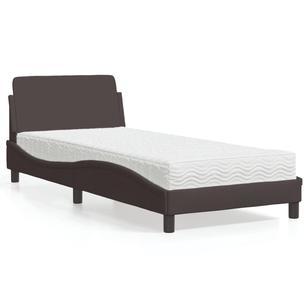 vidaXL Bett mit Matratze Dunkelbraun 90x190 cm Stoff