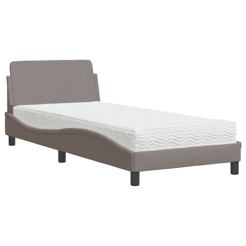 Thumbnail - vidaXL Bett mit Matratze "Dover" Taupe 90x190 cm Stoff