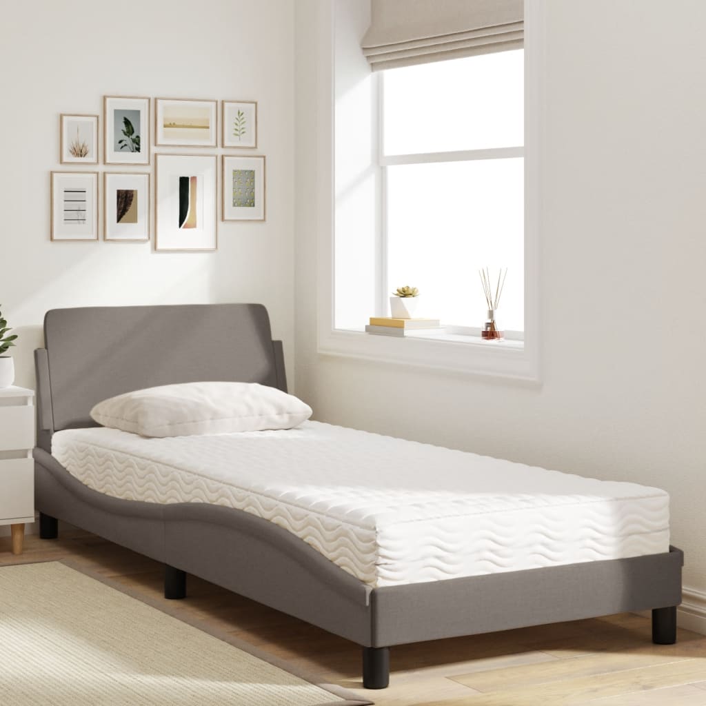 Thumbnail - vidaXL Bett mit Matratze "Dover" Taupe 90x190 cm Stoff