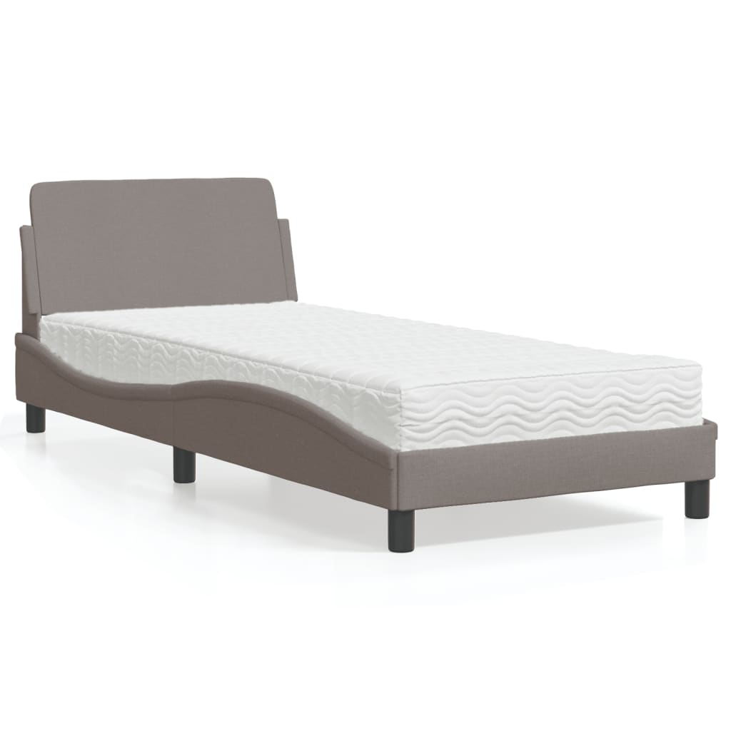 vidaXL Bett mit Matratze Taupe 90x190 cm Stoff