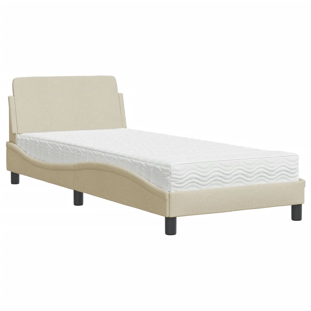 Thumbnail - vidaXL Bett mit Matratze "Dover" Creme 90x190 cm Stoff
