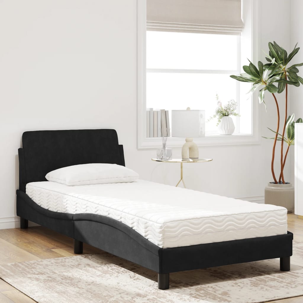 vidaXL Bed met matras "Dover" fluweel zwart 90x190 cm, foto 2