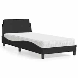 Postelja z vzmetnico Dover črna 90x190 cm žamet