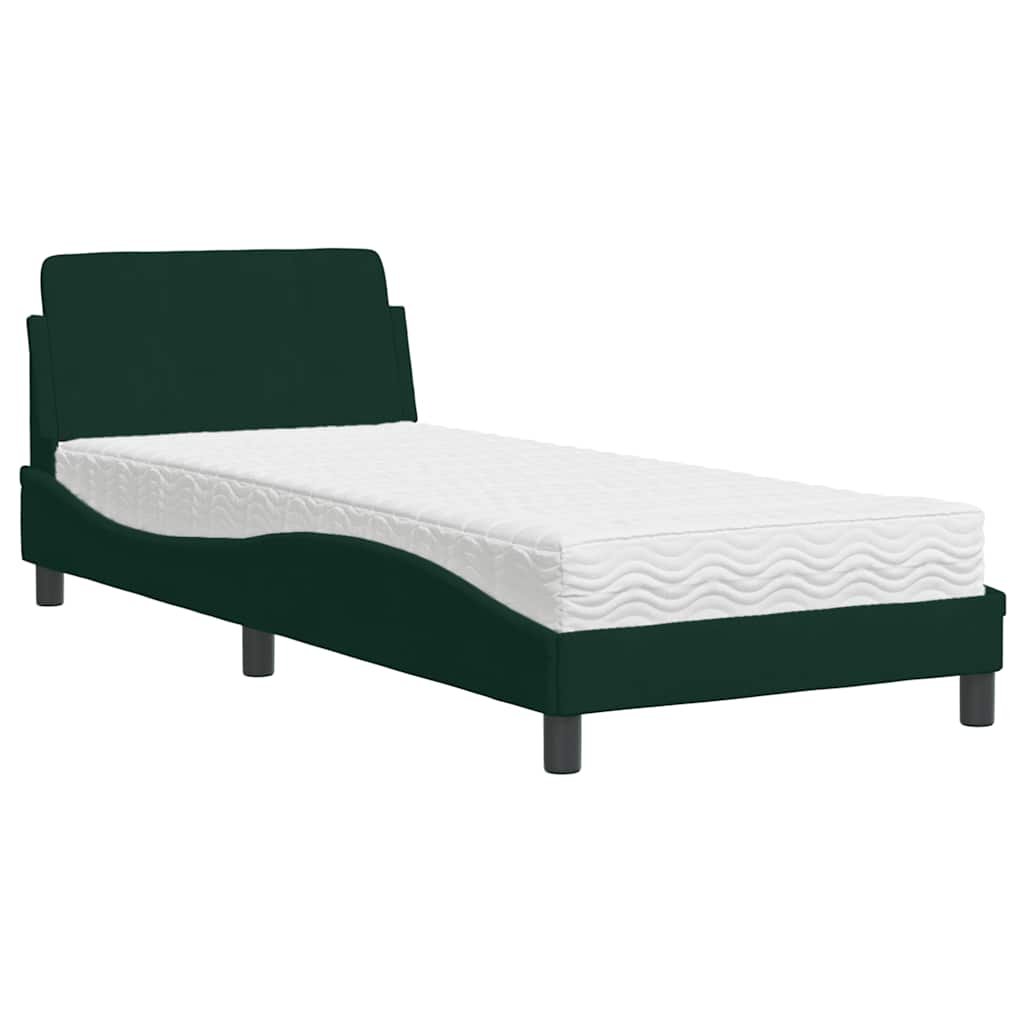 vidaXL Bed met matras "Dover" fluweel donkergroen 90x190 cm groen, foto 3