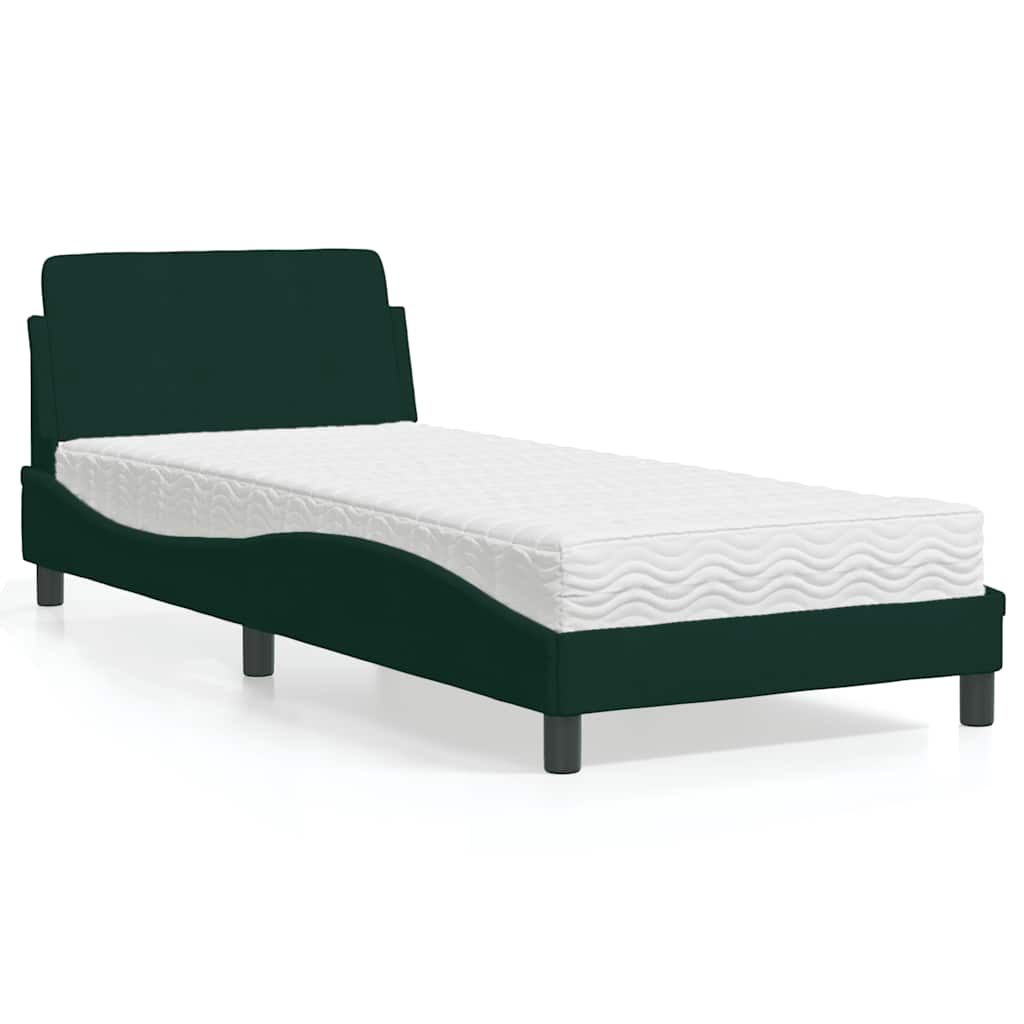 vidaXL Bett mit Matratze "Dover" Dunkelgrün 90x190 cm Samt