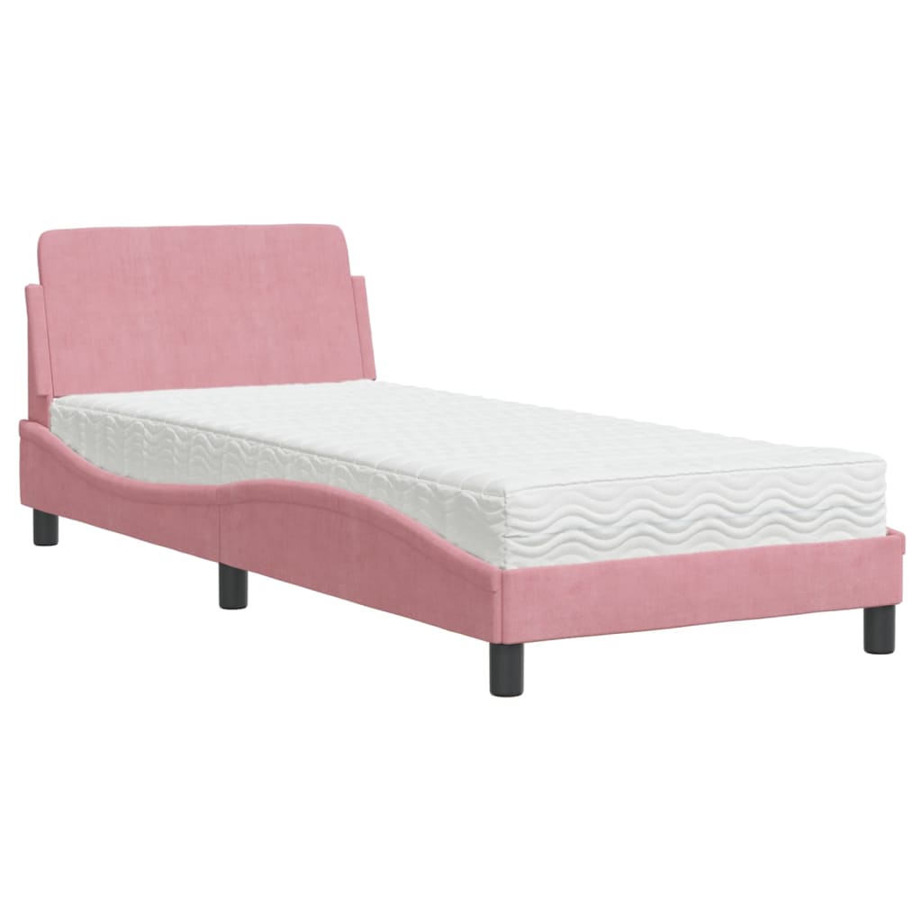 Thumbnail - vidaXL Bett mit Matratze "Dover" Rosa 90x190 cm Samt