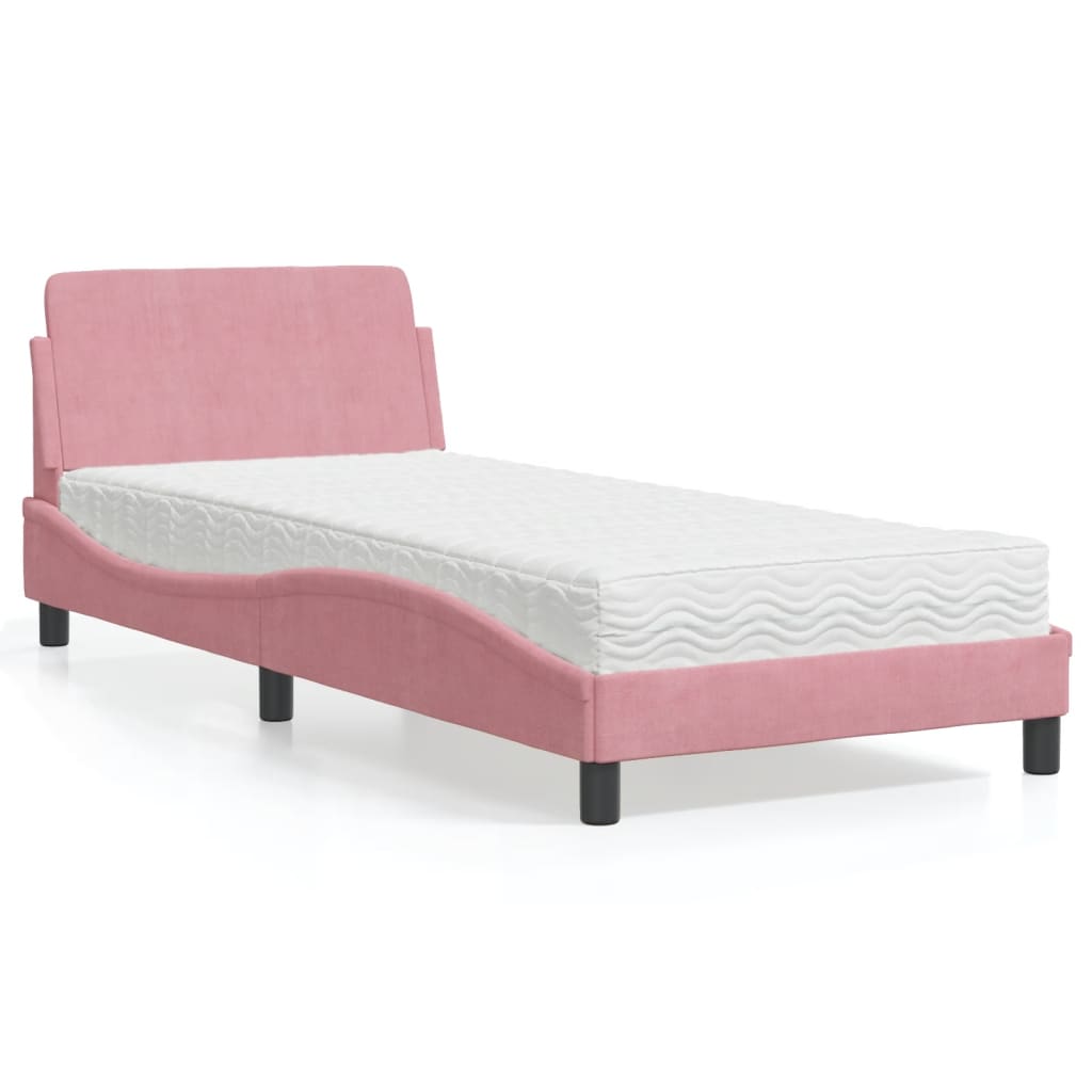 vidaXL Bett mit Matratze "Dover" Rosa 90x190 cm Samt