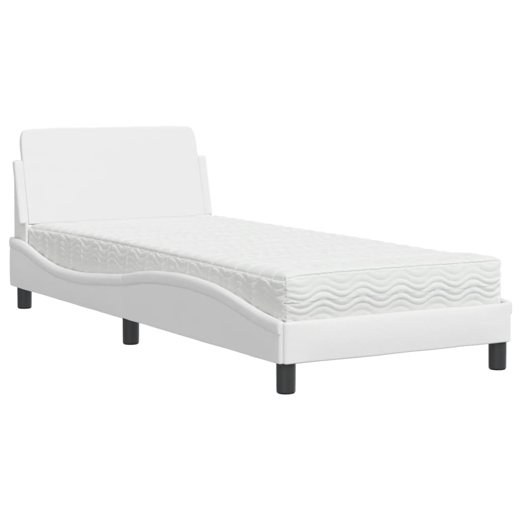 vidaXL Bed met matras "Dover" kunstleer wit 90x190 cm, foto 3