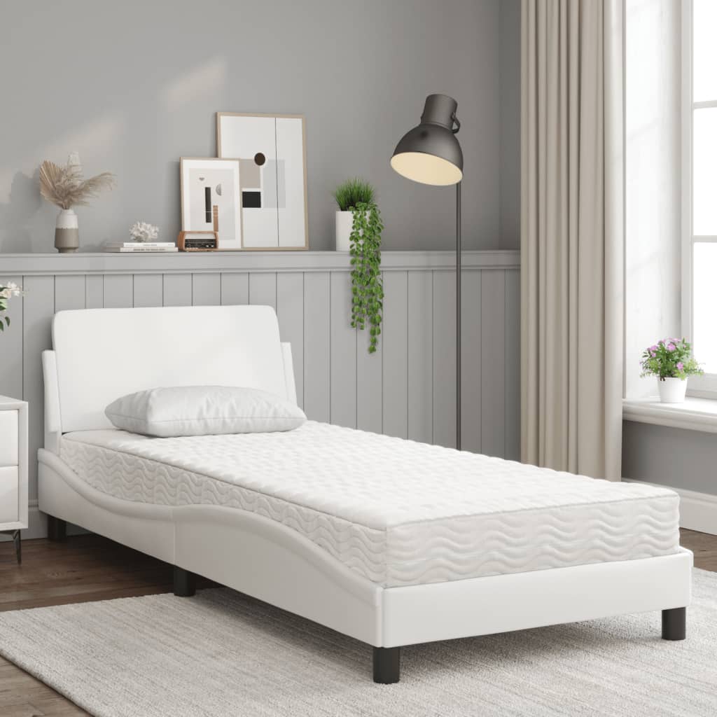 vidaXL Bed met matras "Dover" kunstleer wit 90x190 cm, foto 2