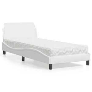 Postelja z vzmetnico Dover bela 90x190 cm umetno usnje