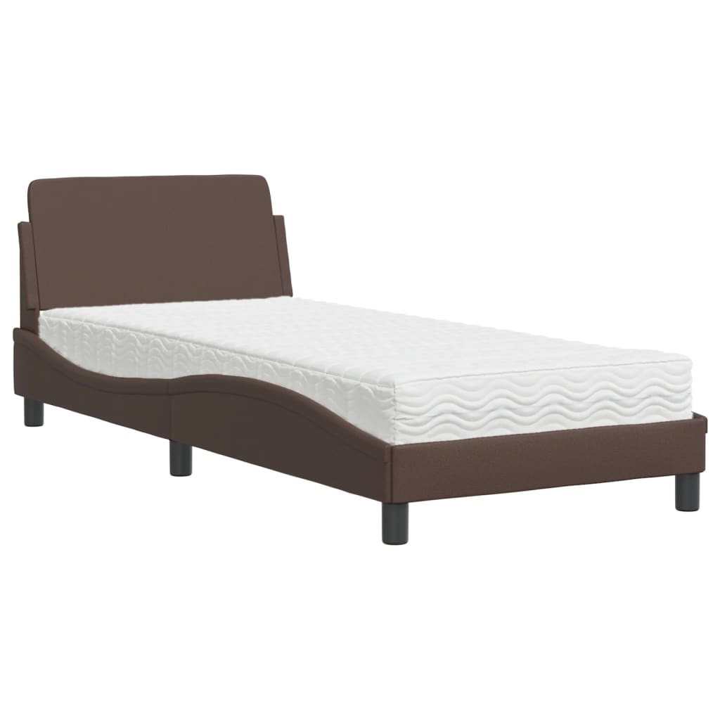 vidaXL Postel s matrací hnědá 90 x 190 cm umělá kůže