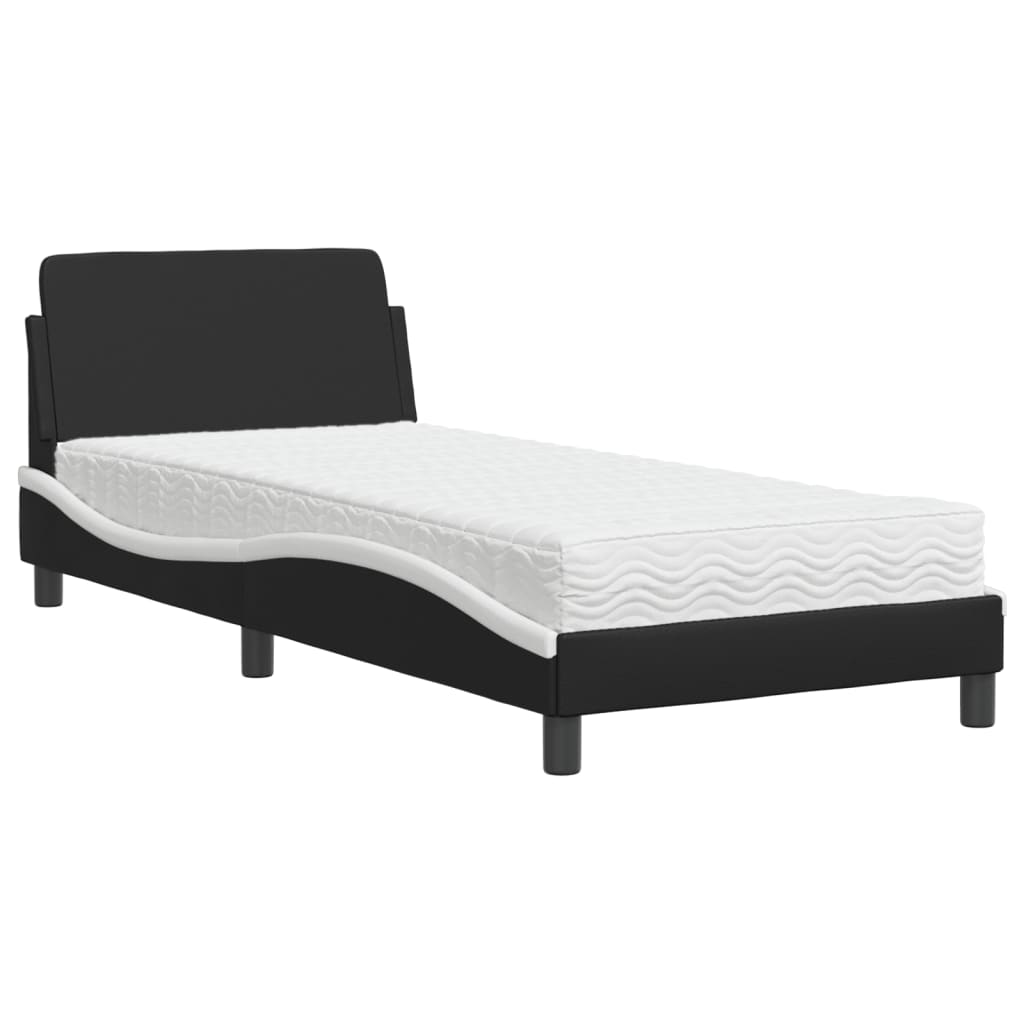 vidaXL Bed met matras "Dover" kunstleer zwart en wit 90x190 cm, foto 3