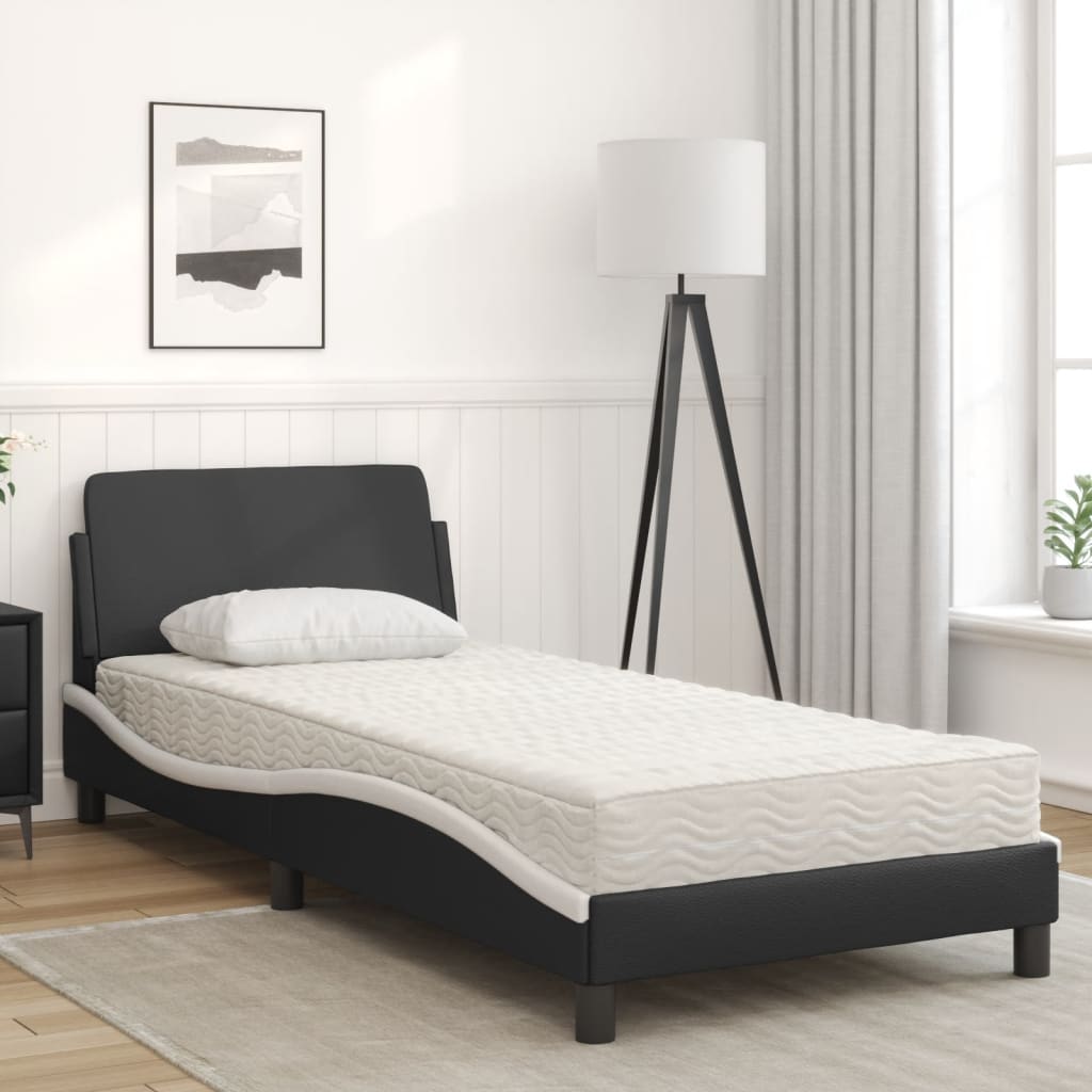 vidaXL Bed met matras "Dover" kunstleer zwart en wit 90x190 cm, foto 2