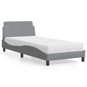 Postelja z vzmetnico Dover svetlo siva 90x200 cm blago