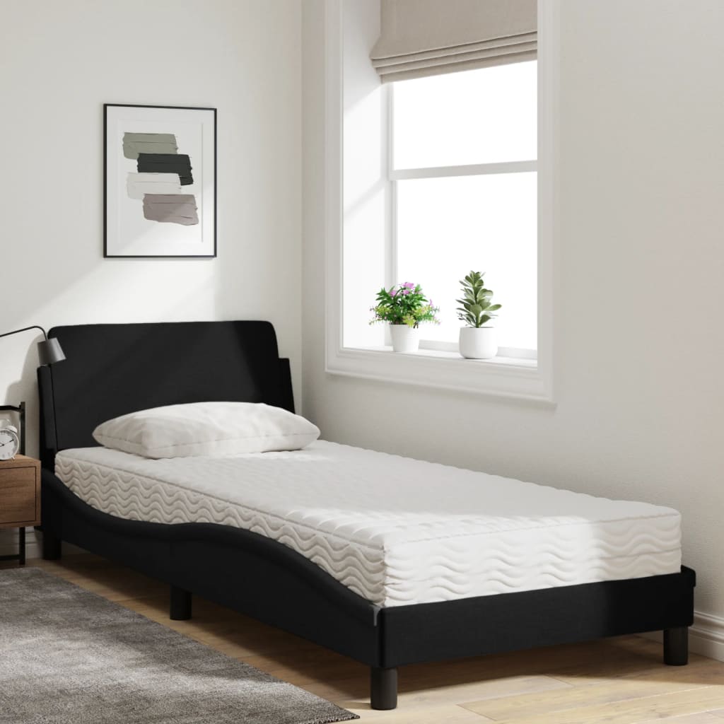 Thumbnail - vidaXL Bett mit Matratze "Dover" Schwarz 90x200 cm Stoff