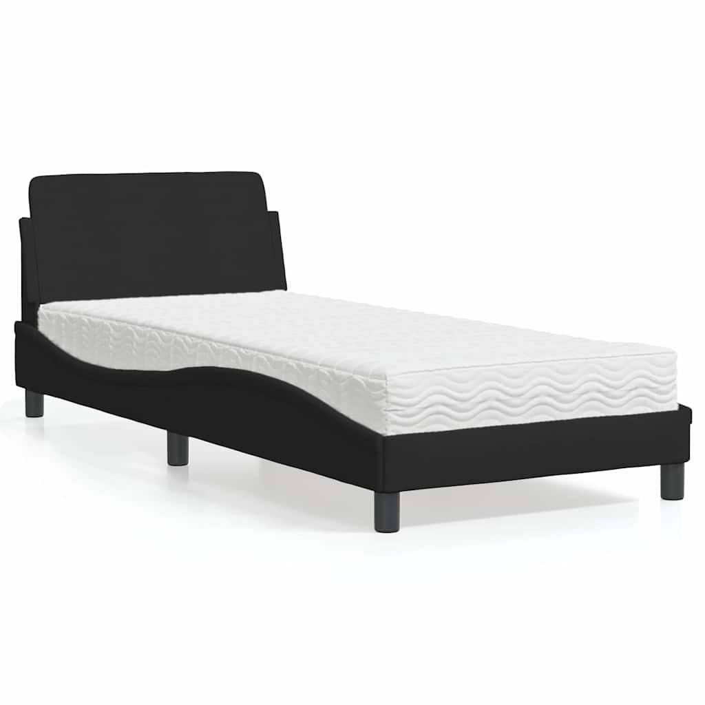vidaXL seng med madras Dover 90x200 cm stof sort