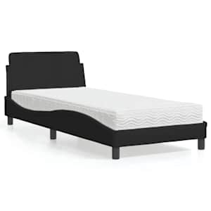 Postelja z vzmetnico Dover črna 90x200 cm blago