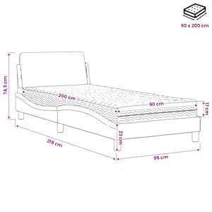 Postel s matrací Dover tmavě hnědá 90 x 200 cm textil - obrázek 9