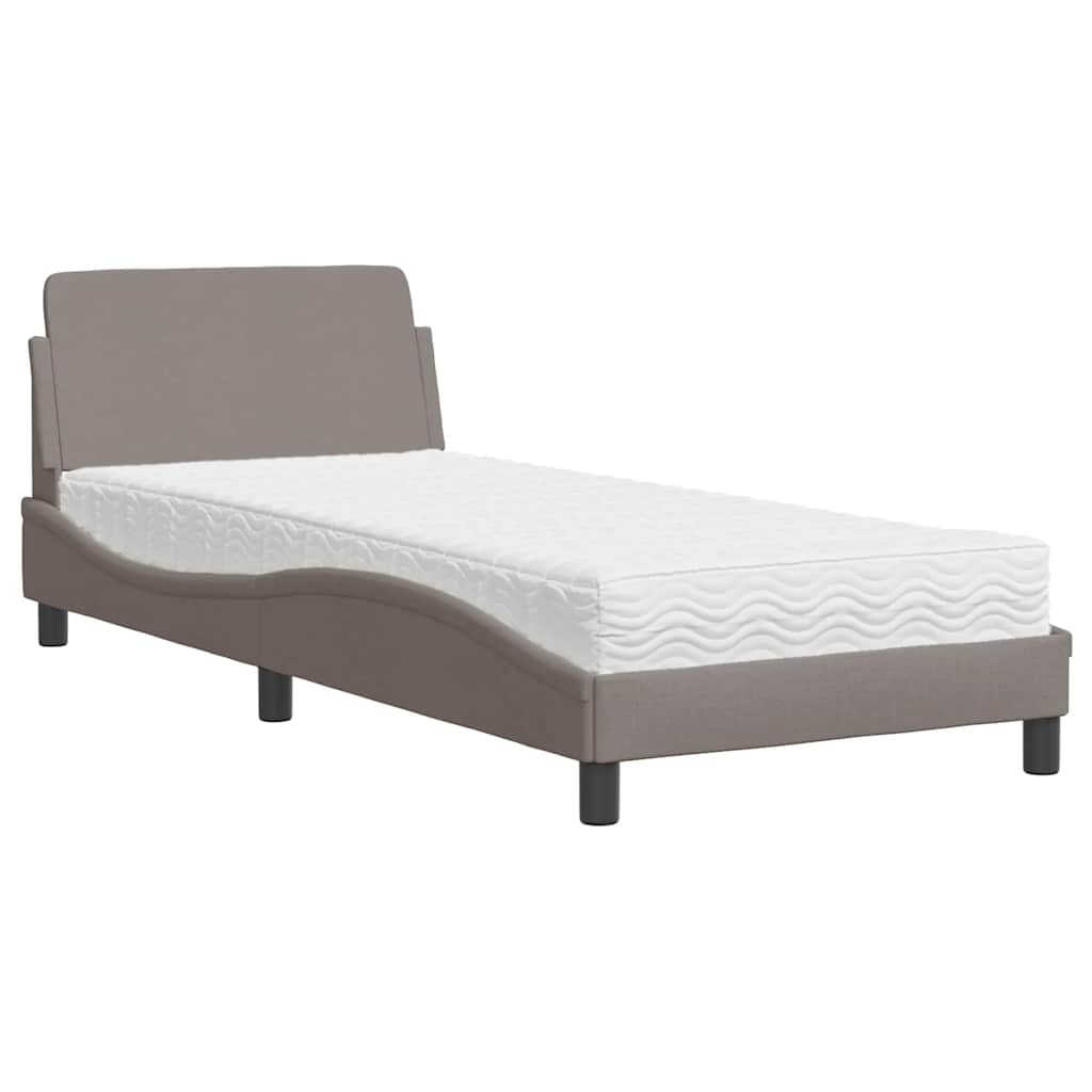 vidaXL Bed met matras "Dover" stof taupe 90x200 cm, foto 3