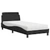 vidaXL voodi madratsiga Dover, must, 90x200 cm, samet