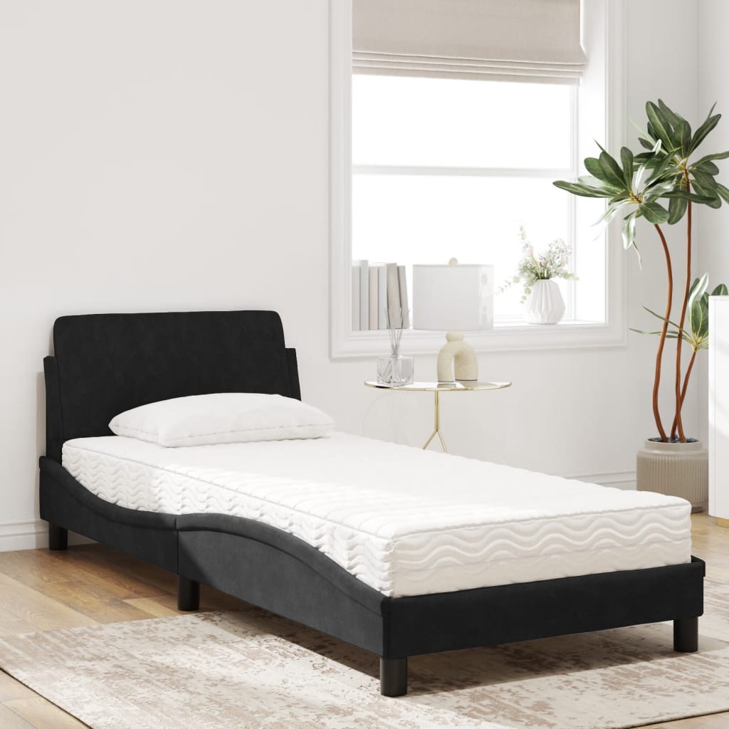 vidaXL Bed met matras "Dover" fluweel zwart 90x200 cm, foto 2