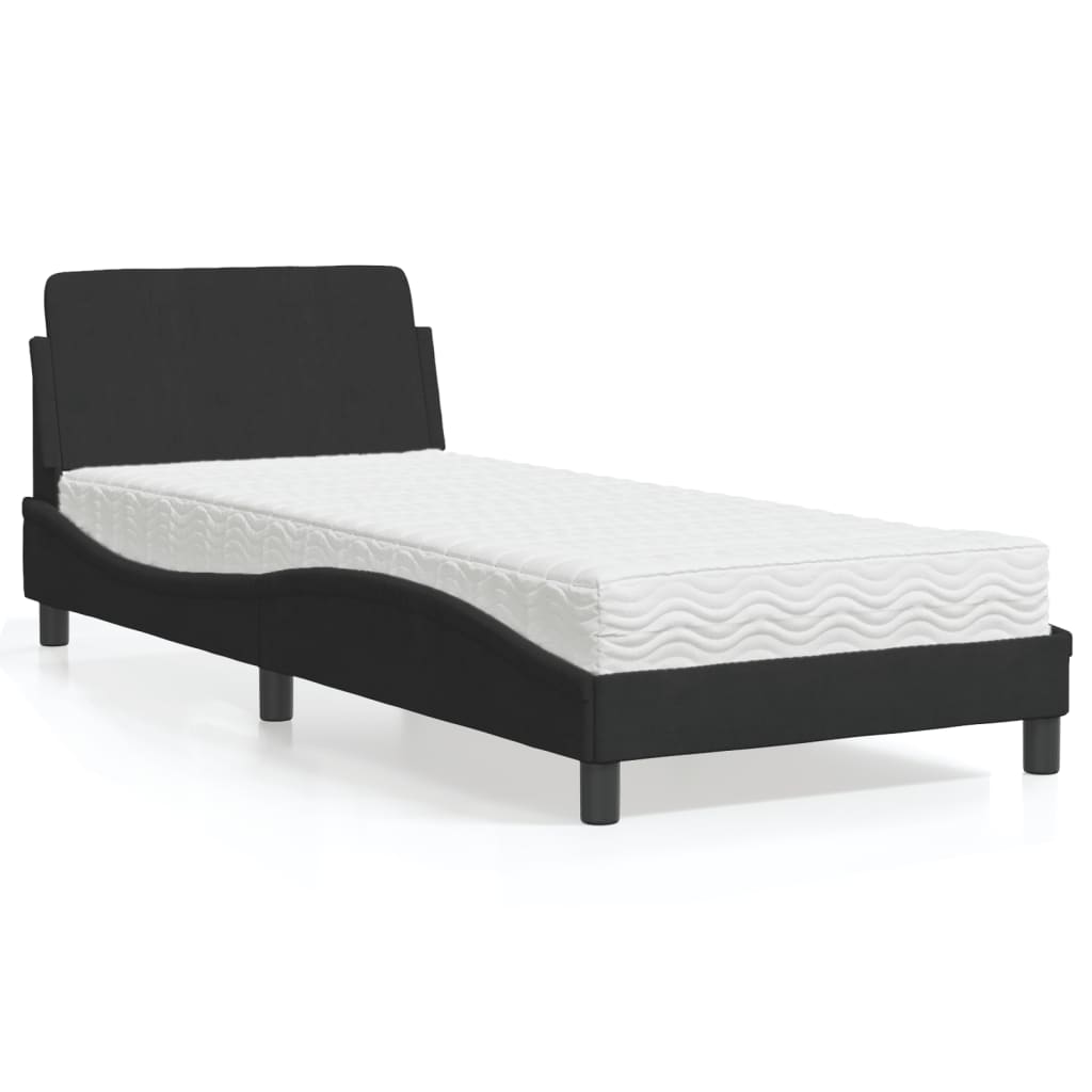 vidaXL seng med madras Dover 90x200 cm velour sort