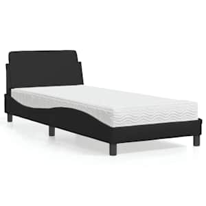 Postelja z vzmetnico Dover črna 90x200 cm umetno usnje