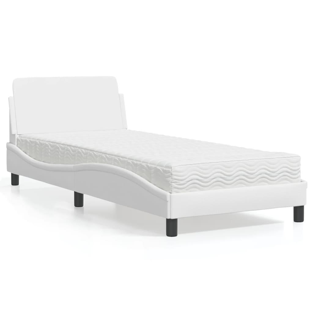 vidaXL Bett mit Matratze "Dover" Weiß 90x200 cm Kunstleder