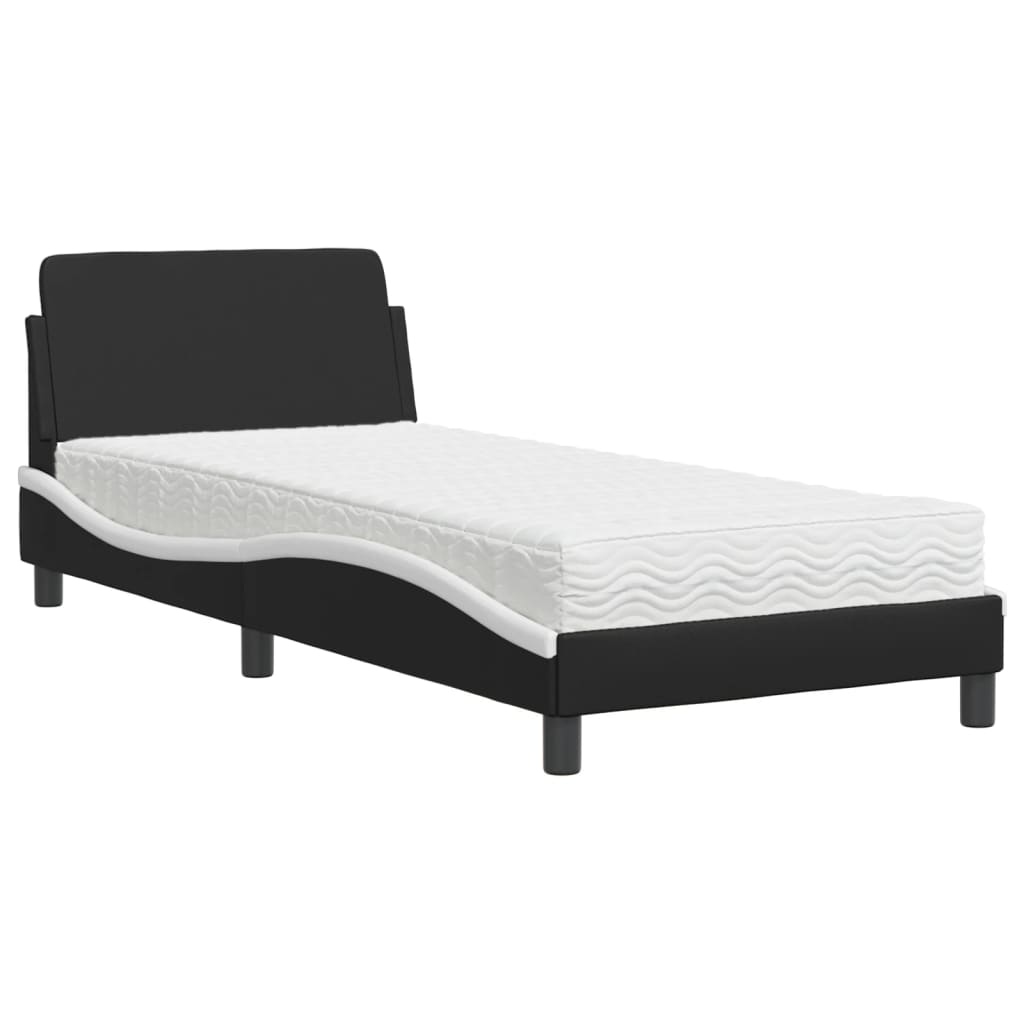 vidaXL Bed met matras "Dover" kunstleer zwart en wit 90x200 cm, foto 3