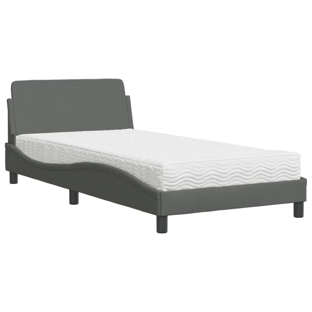 vidaXL Pat cu saltea, Dover, gri închis, 100x200 cm, textil