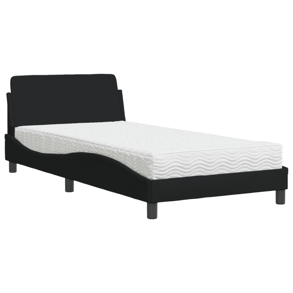 vidaXL Pat cu saltea, Dover, negru, 100x200 cm, textil