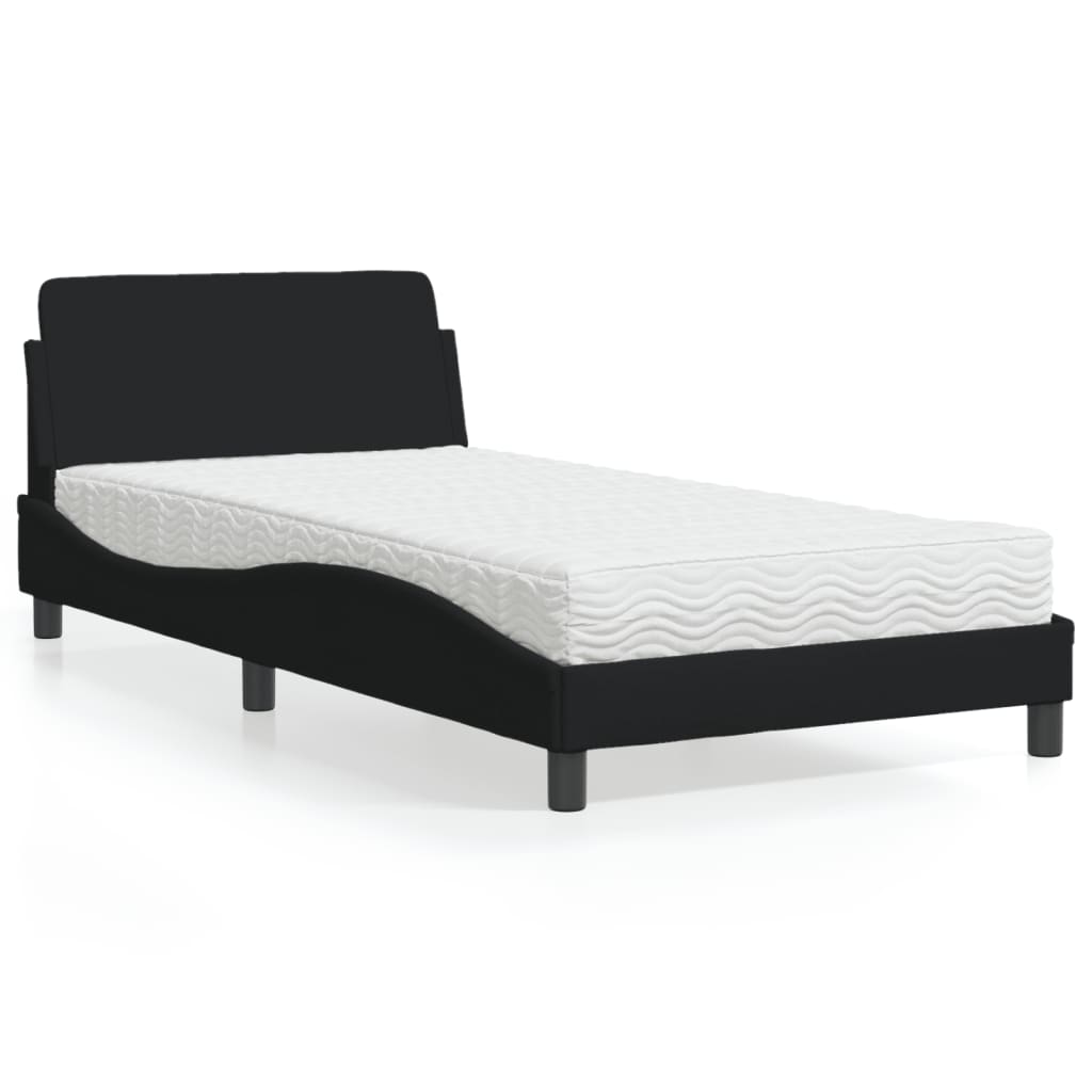 vidaXL Bett mit Matratze Schwarz 100x200 cm Stoff