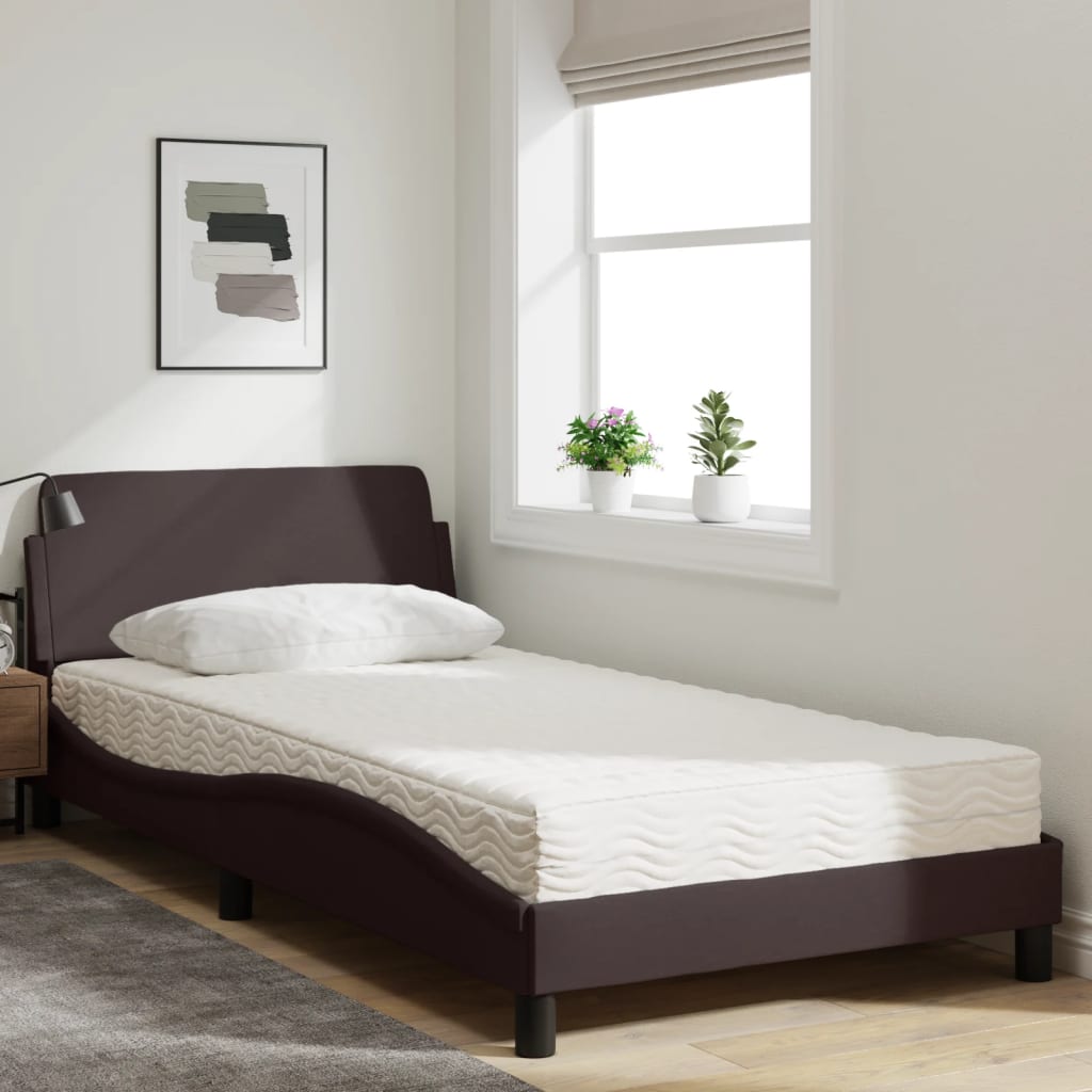 vidaXL Bed met matras stof donkerbruin 100x200 cm afbeelding
