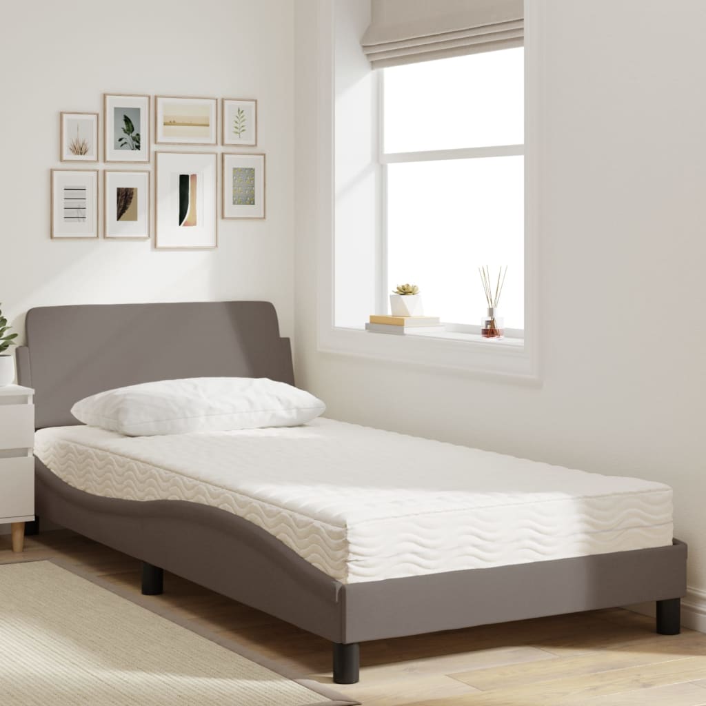 vidaXL Bed met matras "Dover" stof taupe 100x200 cm, foto 2