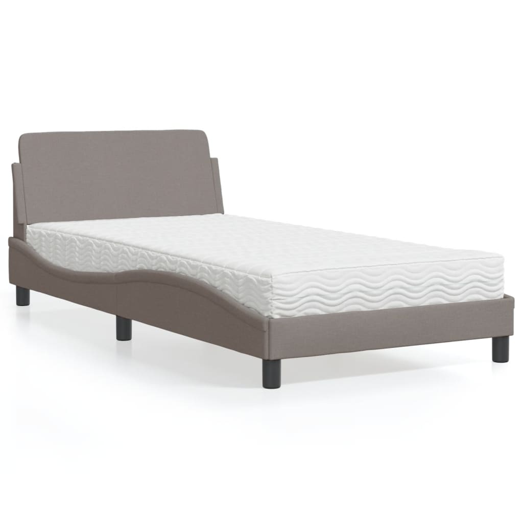 vidaXL Bett mit Matratze Taupe 100x200 cm Stoff