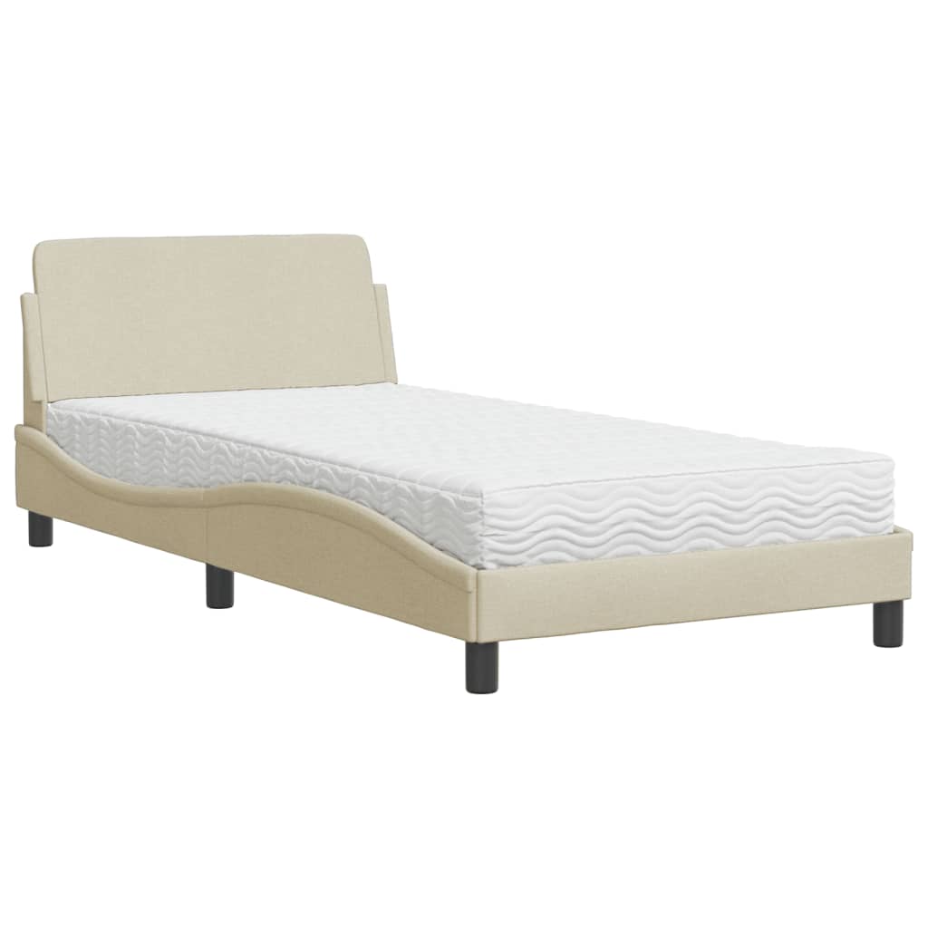 vidaXL Bed met matras "Dover" stof crèmekleurig 100x200 cm, foto 3