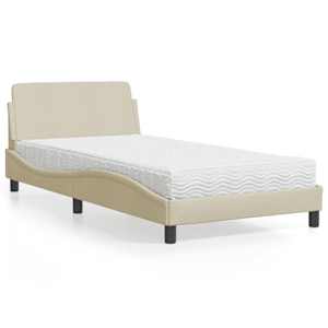 Postelja z vzmetnico Dover krem 100x200 cm blago