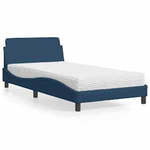Postelja z vzmetnico Dover modra 100x200 cm blago