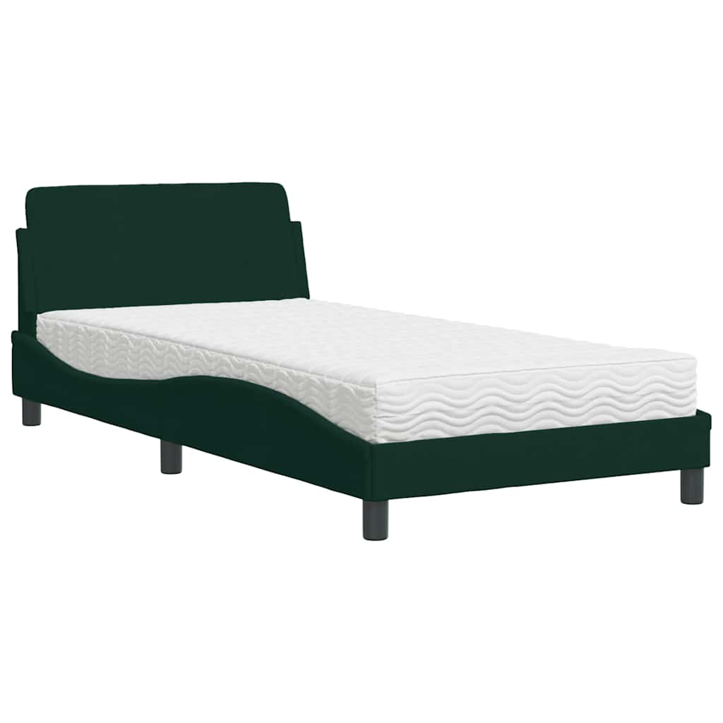 vidaXL Bed met matras "Dover" fluweel donkergroen 100x200 cm groen, foto 3