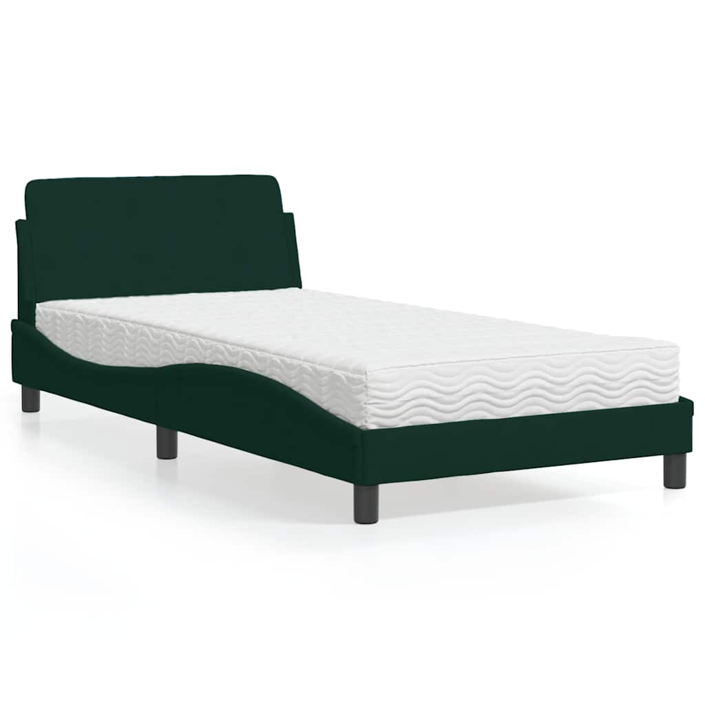 vidaXL Bett mit Matratze "Dover" Dunkelgrün 100x200 cm Samt