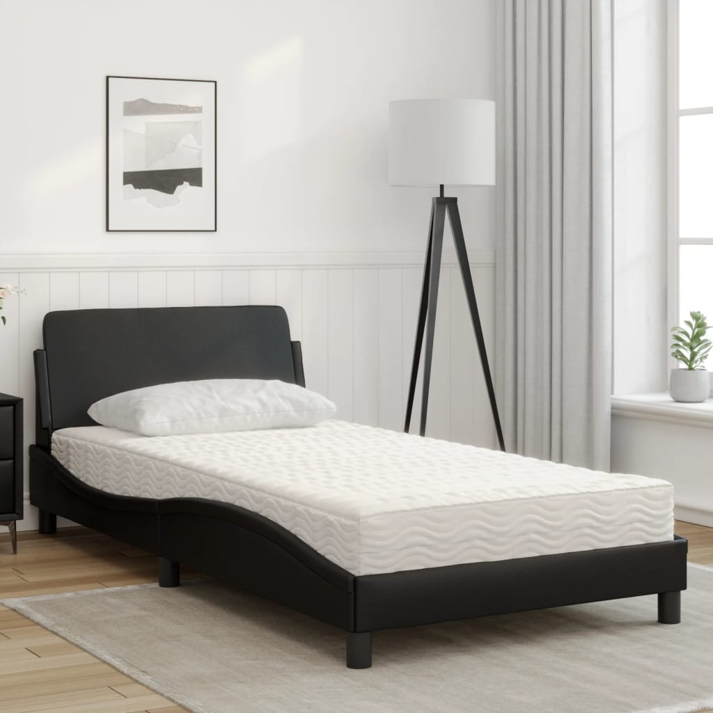 vidaXL Bed met matras kunstleer zwart 100x200 cm afbeelding