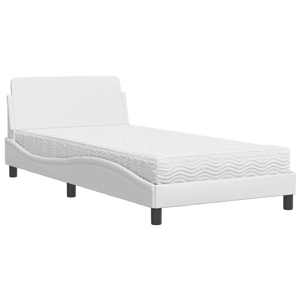 E-shop vidaXL Posteľ s matracom Dover biela 100x200 cm umelá koža