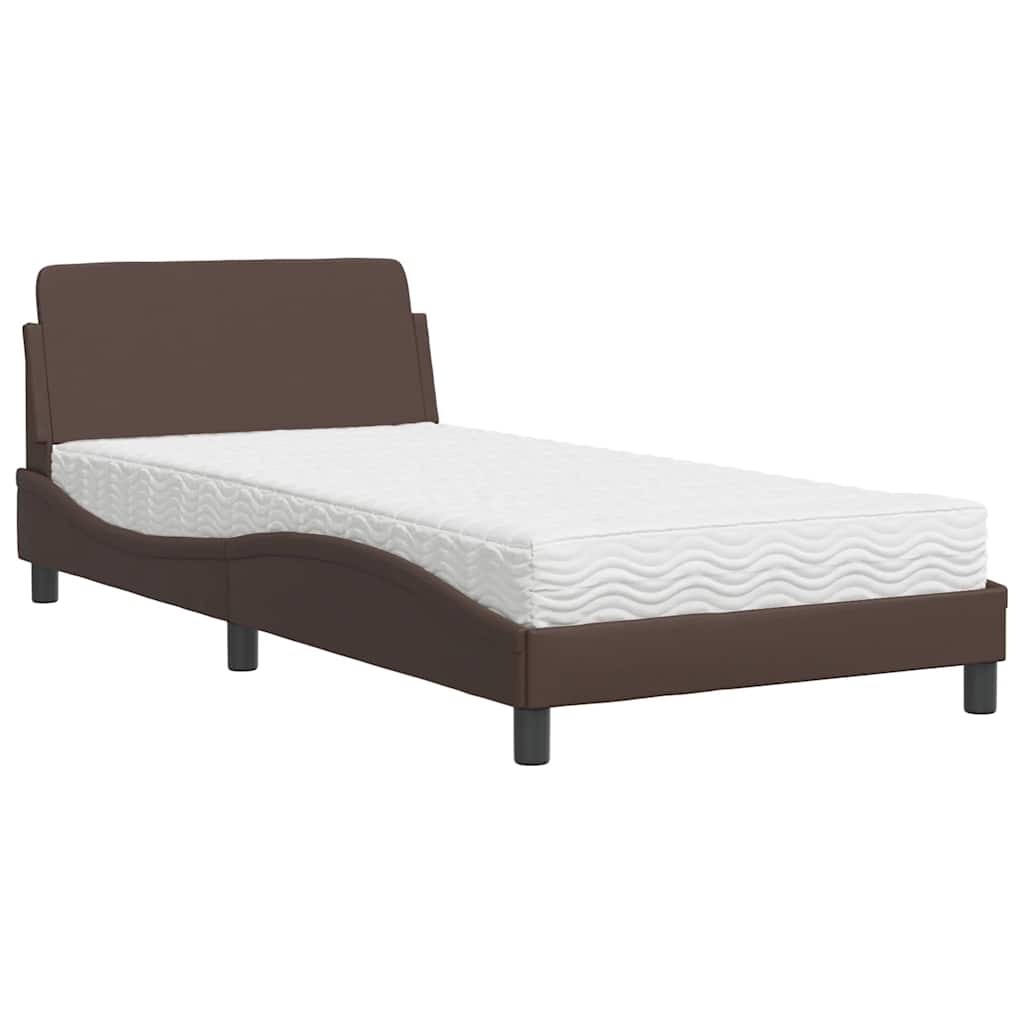 E-shop vidaXL Posteľ s matracom Dover hnedá 100x200 cm umelá koža