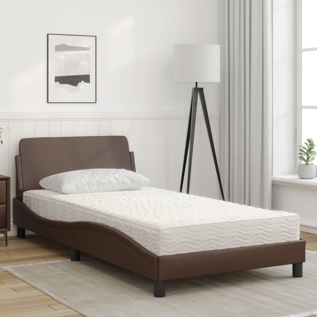 Thumbnail - vidaXL Bett mit Matratze "Dover" Braun 100x200 cm Kunstleder