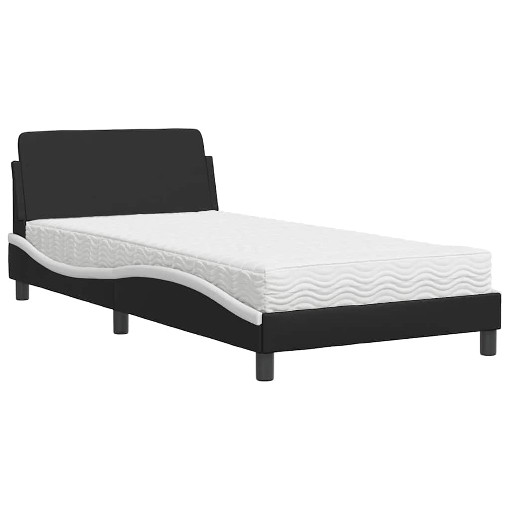 E-shop vidaXL Posteľ s matracom Dover čierno-biela 100x200 cm umelá koža