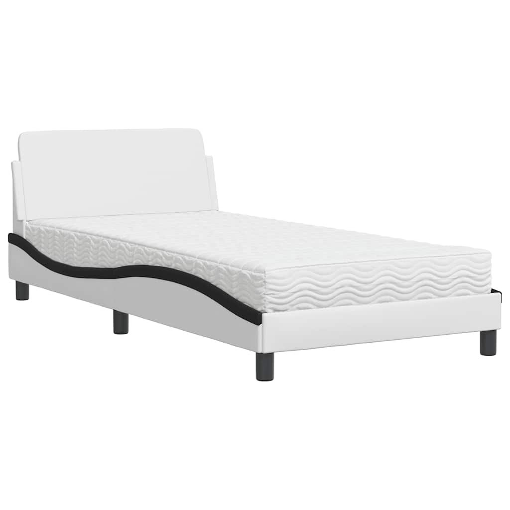 E-shop vidaXL Posteľ s matracom Dover biela a čierna 100x200 cm umelá koža