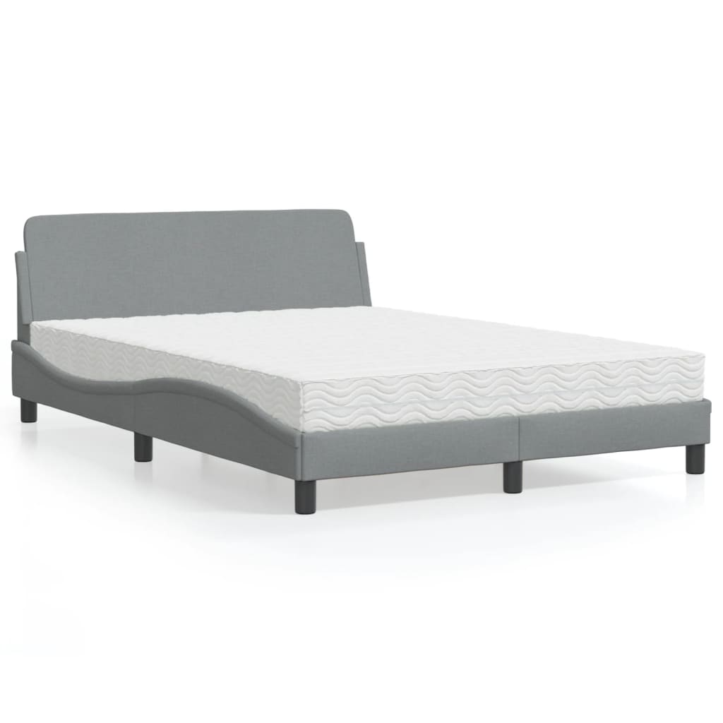 vidaXL Bett mit Matratze Hellgrau 120x200 cm Stoff